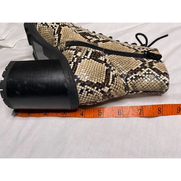 Forever 21 Womens 6 Brown Black Lace-Up High Heel Snakeskin Outdoor Ankle Boots - Picture 6 of 11